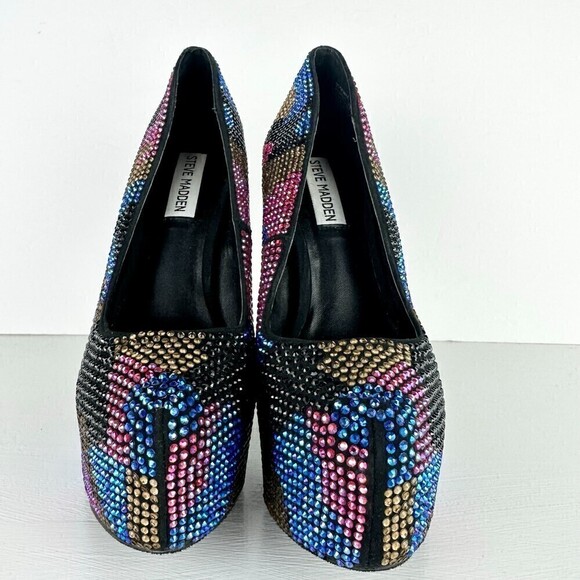 Steve Madden Dyvinal Multi-Colored Rhinestone Platform Heels Glitz Size 7.5 - Picture 4 of 7